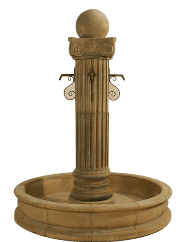 Pantheon Outdoor Cast Stone Garden Fountain W/ Ball For Rustic Spouts Fountain Tuscan